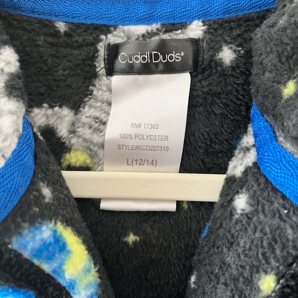 Robe with hoodie astronaut Black Fleece with Blue and Yellow